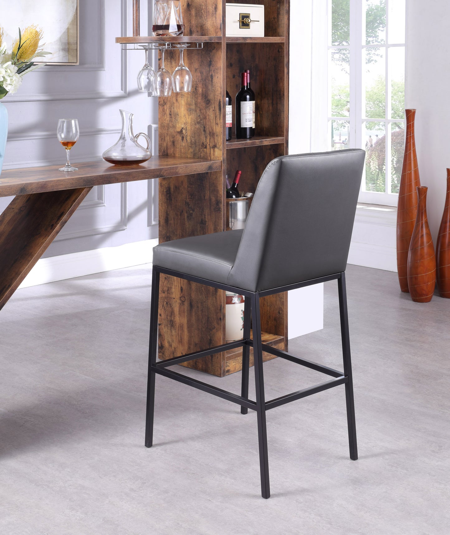 naples grey faux leather stool c