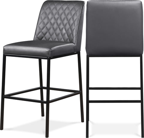Florence Grey Vegan Leather Upholstered Bar Stool, 2-Piece