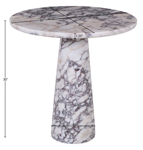 Celeste 30" Viola Genuine Marble Bistro Dining Table, 1 Piece