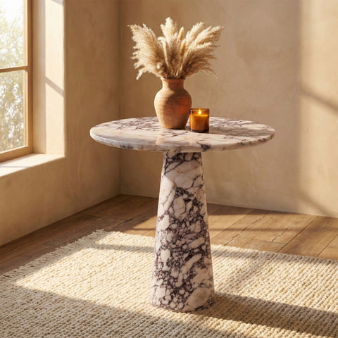 Celeste 30" Viola Genuine Marble Bistro Dining Table, 1 Piece