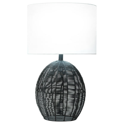 Pamela Drum Shade Handwoven Rattan Table Lamp Black