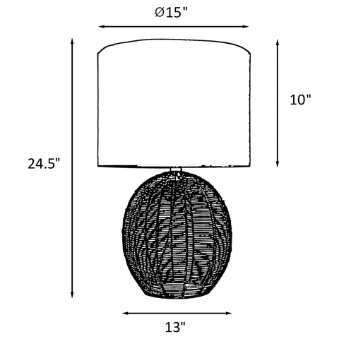 Pamela Drum Shade Handwoven Rattan Table Lamp Black
