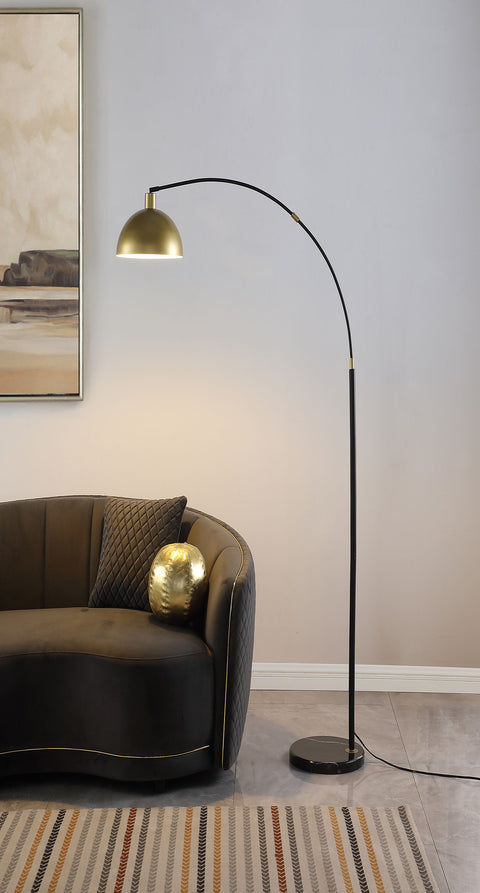 Thermosolis 74-inch Arched Dome Shade Metal Floor Lamp BlackGold