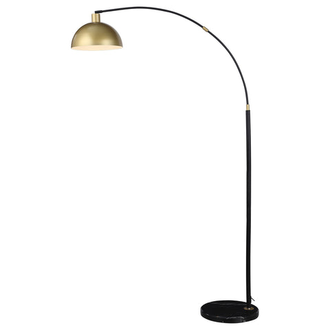 Thermosolis 74-inch Arched Dome Shade Metal Floor Lamp BlackGold