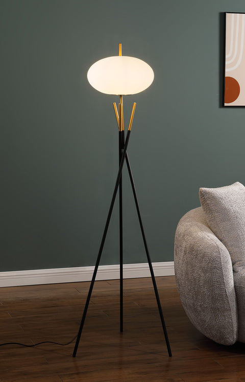 Forman White Orb Shade Tripod Floor Lamp Black