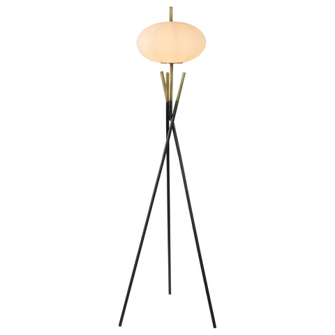 Forman White Orb Shade Tripod Floor Lamp Black