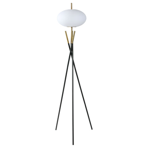 Forman White Orb Shade Tripod Floor Lamp Black