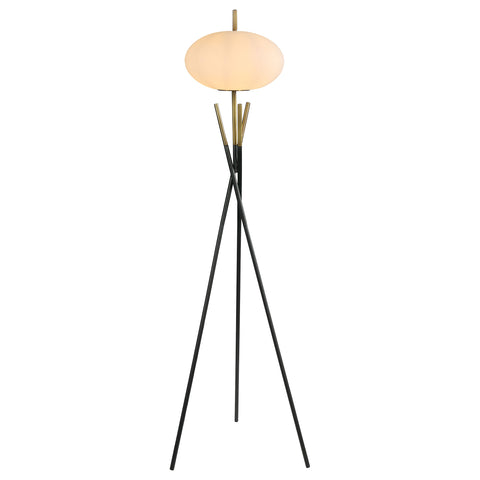 Forman White Orb Shade Tripod Floor Lamp Black