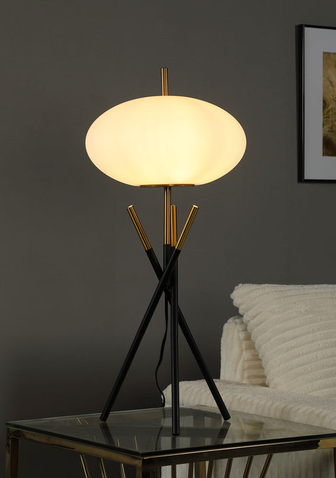 Forman White Orb Shade Tripod Table Lamp Black