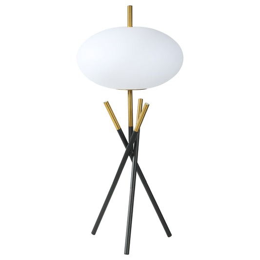 Forman White Orb Shade Tripod Table Lamp Black