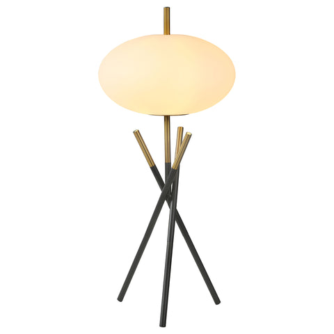 Forman White Orb Shade Tripod Table Lamp Black