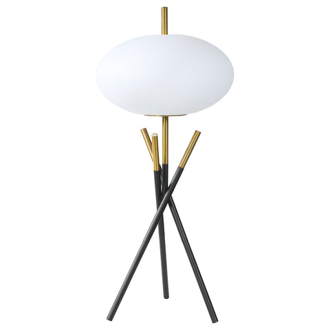 Forman White Orb Shade Tripod Table Lamp Black