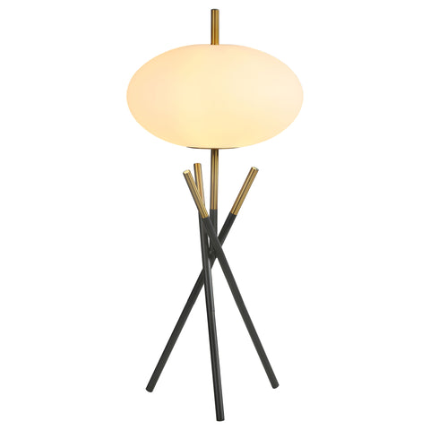 Forman White Orb Shade Tripod Table Lamp Black