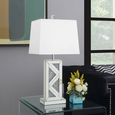 Donald 32-inch Tapered Shade Mirrored Table Lamp SilverMirror