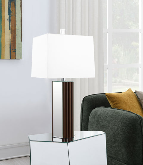 Derion 30-inch Square Tapered Mirrored Table Lamp BrownBrown