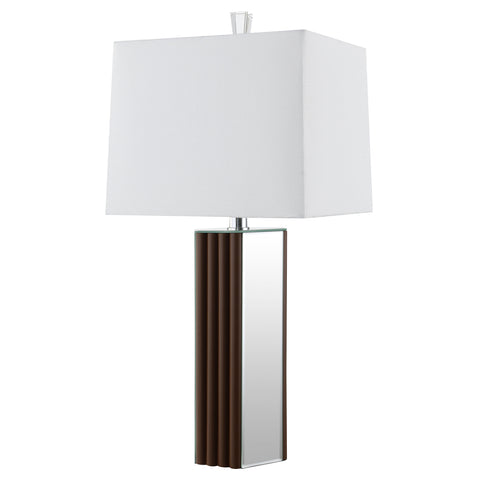 Derion 30-inch Square Tapered Mirrored Table Lamp BrownBrown
