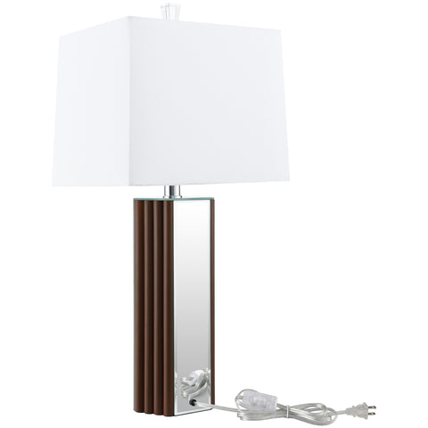 Derion 30-inch Square Tapered Mirrored Table Lamp BrownBrown