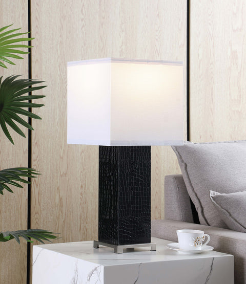 Parkwood 25-inch Square Shade Faux Crocodile Table Lamp BlackBlack