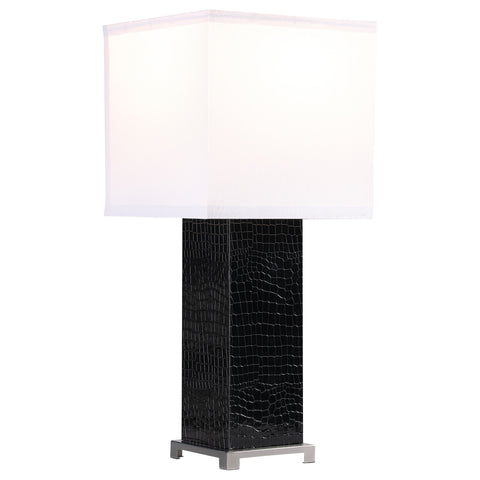 Parkwood 25-inch Square Shade Faux Crocodile Table Lamp BlackBlack