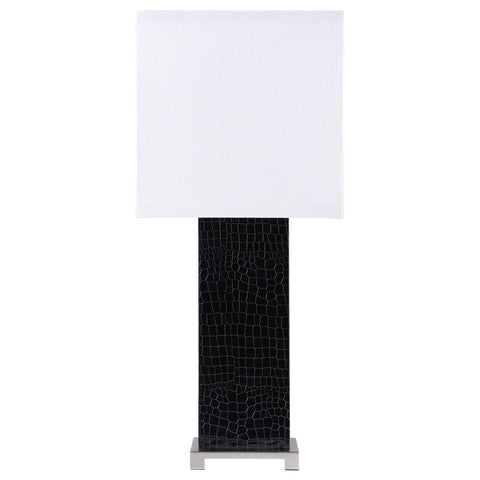 Parkwood 25-inch Square Shade Faux Crocodile Table Lamp BlackBlack