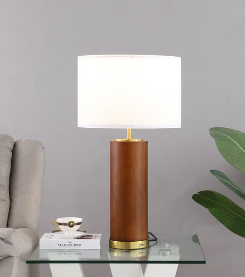 Sherry 28-inch Drum Shade Wood Frame Table Lamp CappuccinoCappuccino