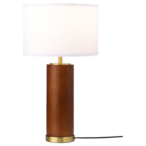 Sherry 28-inch Drum Shade Wood Frame Table Lamp CappuccinoCappuccino