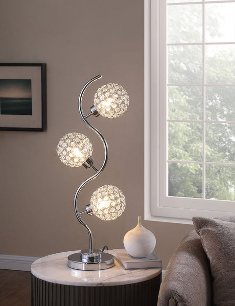 Wiley 33-inch 3-light Curvy Metal Table Lamp SilverChrome