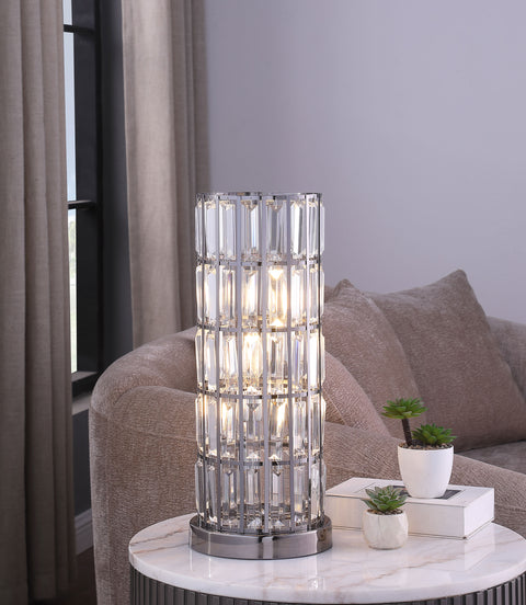 Prentiss 20-inch Crystal Shade Bedside Table Lamp BlackBlack