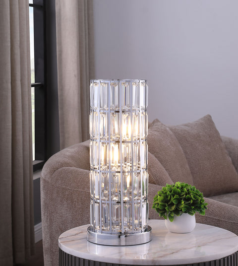 Prentiss 20-inch Crystal Shade Bedside Table Lamp SilverChrome