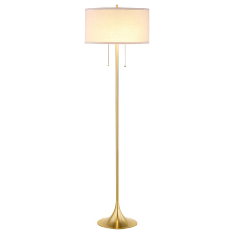 Shadix 65-inch Drum Shade Metal Floor Lamp GoldBeige