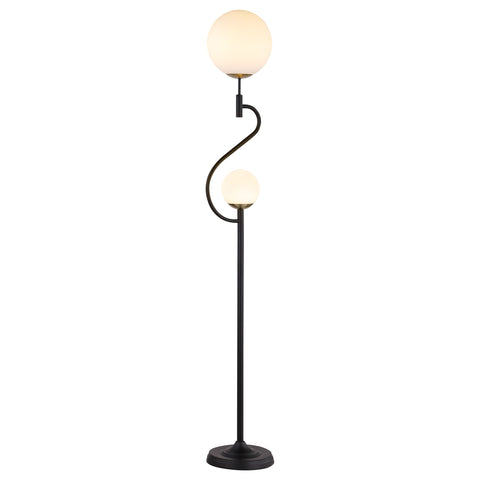 Ventura 69-inch Dual Spherical Bulb Metal Floor Lamp BlackWhite
