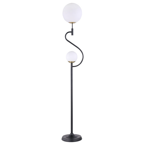 Ventura 69-inch Dual Spherical Bulb Metal Floor Lamp BlackWhite