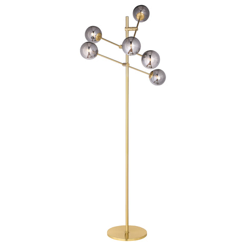 Curltis 62-inch Molecular Smoked Orb Metal Floor Lamp GoldBrass