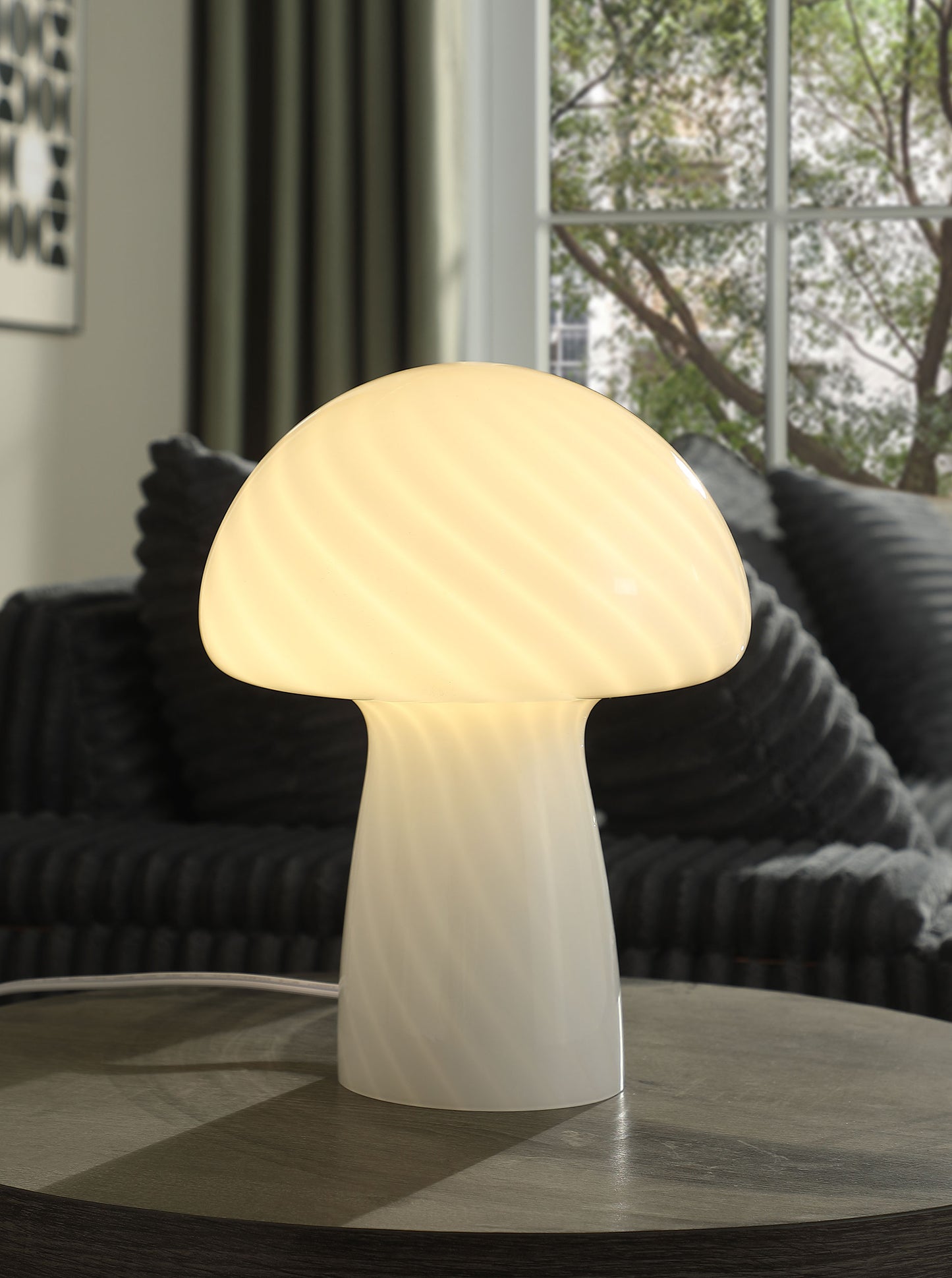 pinciotti mushroom shaped glass bedside table lamp white