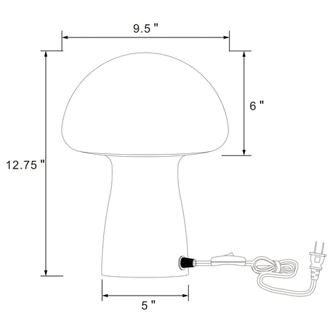 Pinciotti Mushroom Shaped Glass Bedside Table Lamp White