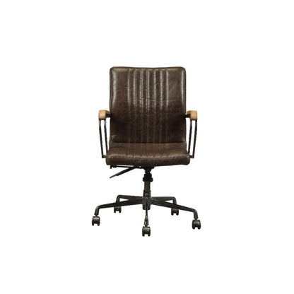 Katrien Office Chair, Distress Chocolate Top Grain Leather