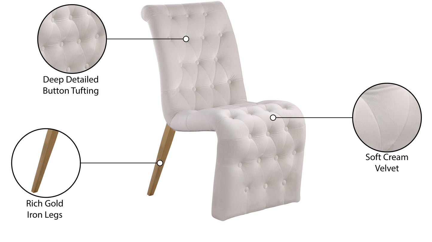 spherical cream velvet dining chair c