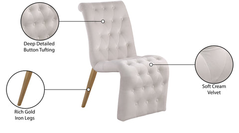 Spherical Cream Velvet Dining Chair C