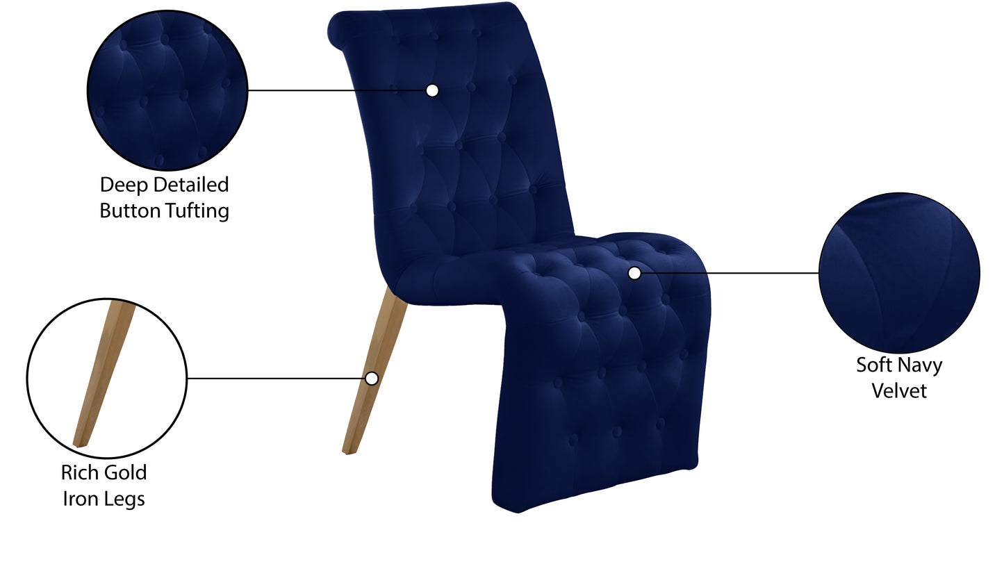 spherical navy velvet dining chair c