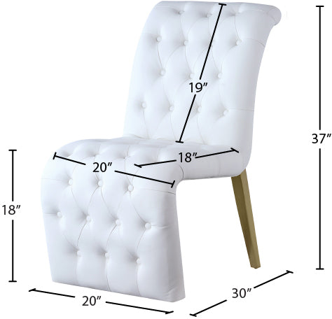 spherical white faux leather dining chair c