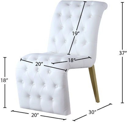 Spherical White Faux Leather Dining Chair C