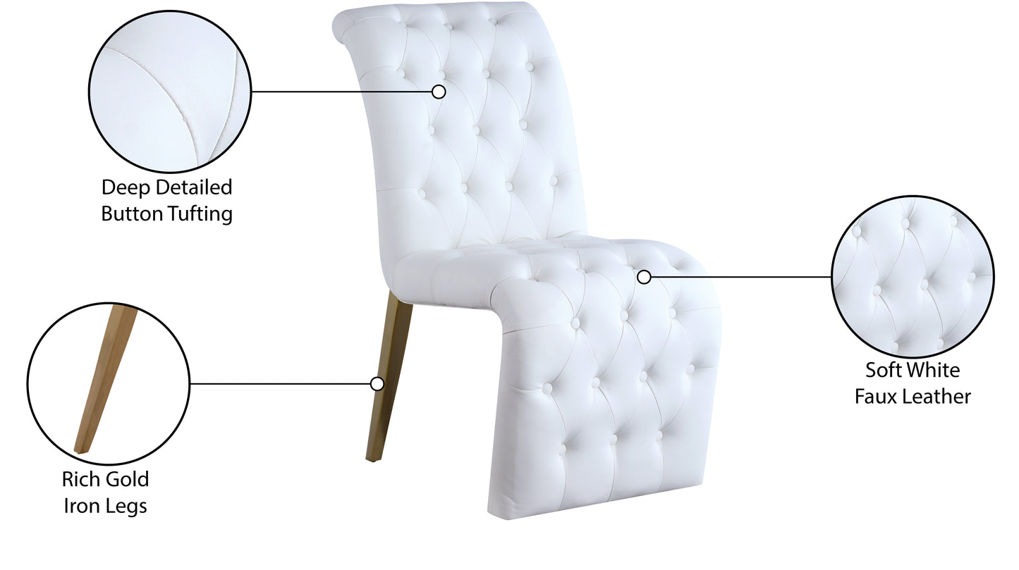 spherical white faux leather dining chair c