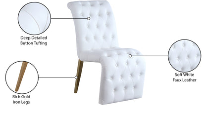 Spherical White Faux Leather Dining Chair C