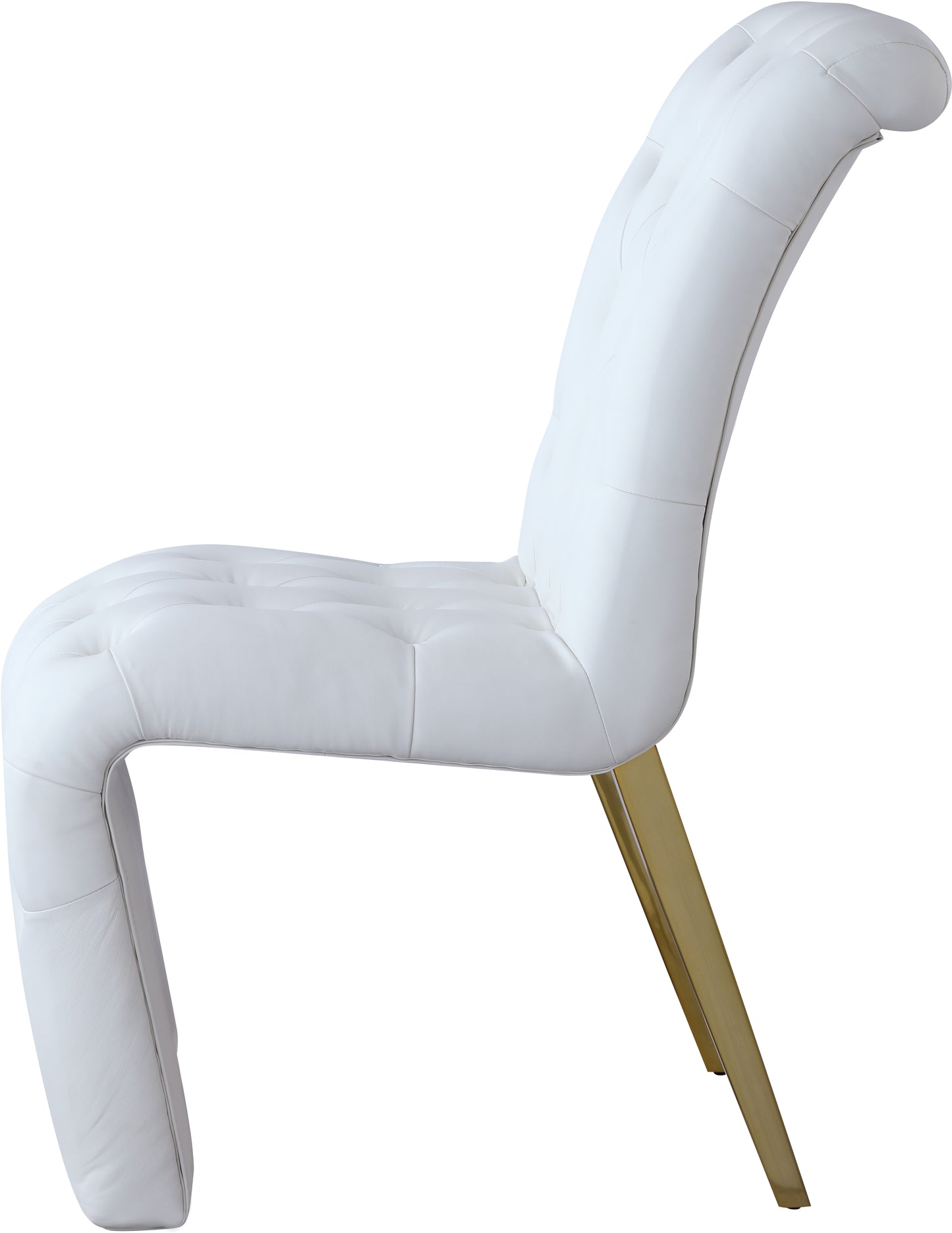 spherical white faux leather dining chair c