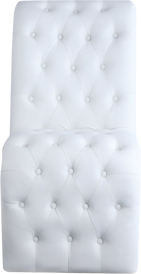 Spherical White Faux Leather Dining Chair C