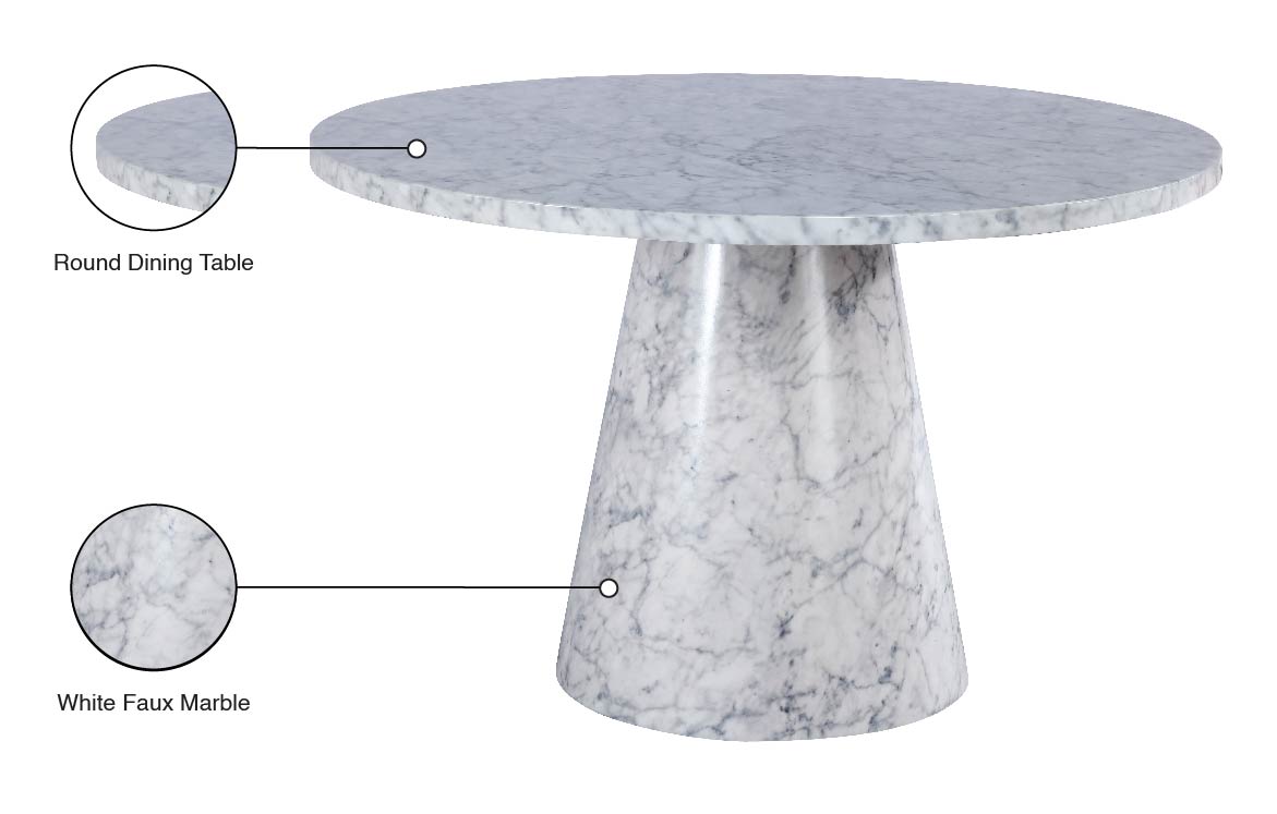 nicola white faux marble dining table t