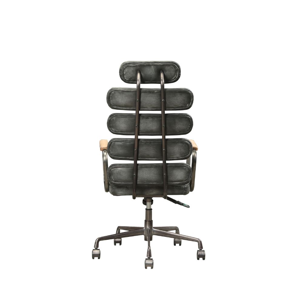keenan office chair, vintage black top grain leather