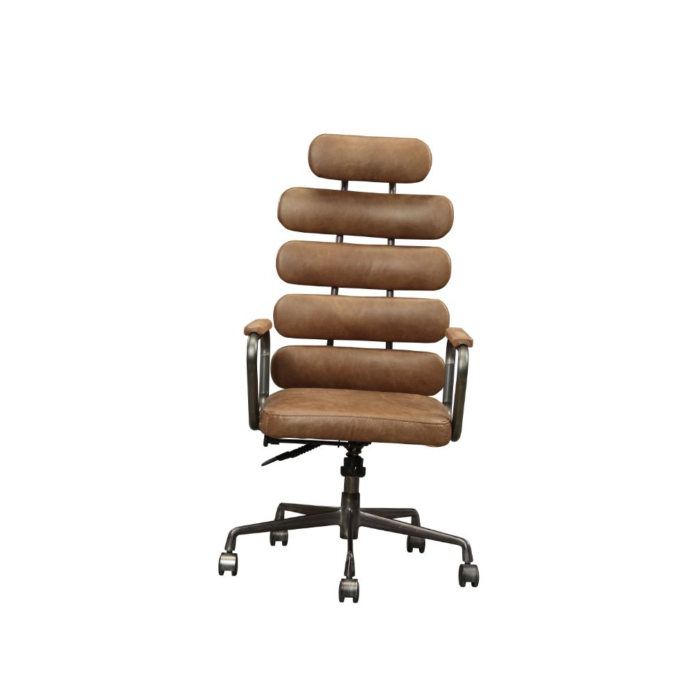 keenan office chair, retro brown top grain leather