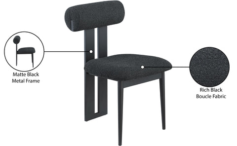 Damon Black Boucle Fabric Dining Chair C