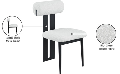 Damon Cream Boucle Fabric Dining Chair C